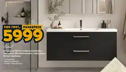Megaflis Lind Luxury 120 sort enkel servantskap +Lind Luxury 120 enkel servant +Lind Luxury 120 sort speilskap tilbud