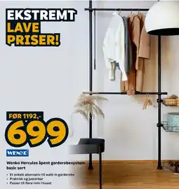Megaflis Wenko Hercules åpent garderobesystem basic sort tilbud