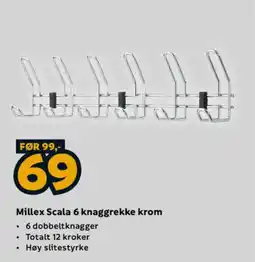 Megaflis Millex Scala 6 knaggrekke krom tilbud