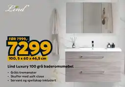Megaflis Lind Luxury 100 grå baderomsmøbel tilbud