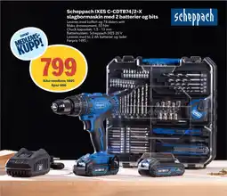 Coop Byggmix Scheppach IXES C-CDTB74/2-X slagbormaskin med 2 batterier og bits tilbud