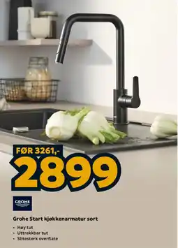 Megaflis Grohe Start kjøkkenarmatur sort tilbud