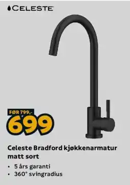 Megaflis Celeste Bradford kjøkkenarmatur matt sort tilbud