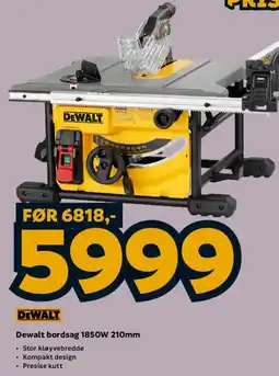 Megaflis Dewalt bordsag 1850W 210mm tilbud