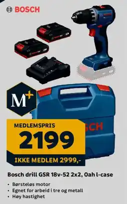 Megaflis Bosch drill GSR 18v-52 2x2, 0ah l-case tilbud