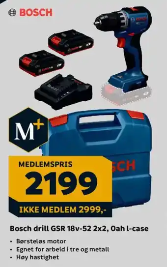 Bosch drill GSR 18v-52 2x2, 0ah l-case