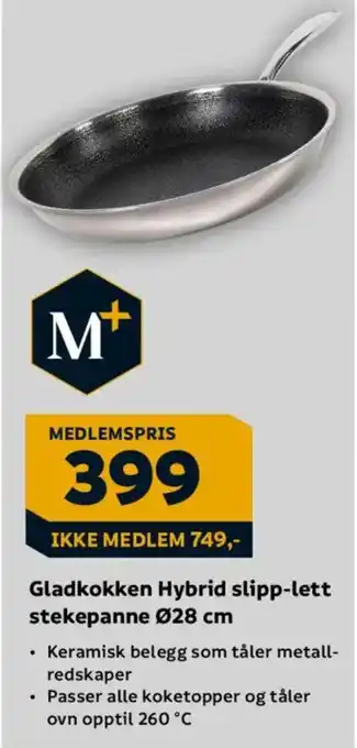 Gladkokken Hybrid slipp-lett stekepanne Ø28 cm