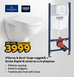 Megaflis Villeroy & Boch Targa veggskål + Grohe Rapid SL siterne u/trykkplate tilbud