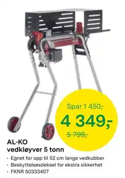 Felleskjøpet AL-KO vedkløyver 5 tonn tilbud