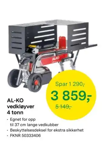 Al-ko vedkløyver 4 tonn