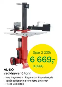 Felleskjøpet AL-KO vedkløyver 6 tonn tilbud