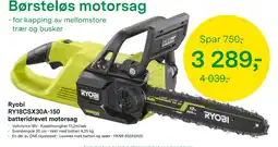 Felleskjøpet Ryobi RY18CSX30A-150 batteridrevet motorsag tilbud
