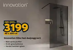 Megaflis Innovation Silke fast dusjvegg sort tilbud