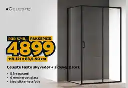Megaflis Celeste Fasto skyvedør + sidevegg sort tilbud