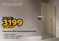 Megaflis Innovation Silke fast dusjvegg messing tilbud