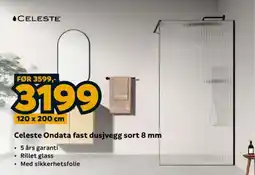 Megaflis Celeste Ondata fast dusjvegg sort 8 mm tilbud