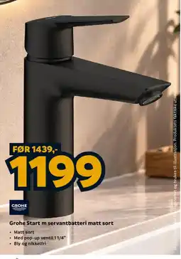 Megaflis Grohe Start m servantbatteri matt sort tilbud
