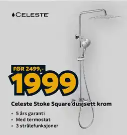 Megaflis Celeste Stoke Square dusjsett krom tilbud