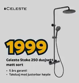 Megaflis Celeste Stoke 250 dusjsett matt sort tilbud