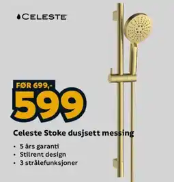 Megaflis Celeste Stoke dusjsett messing tilbud