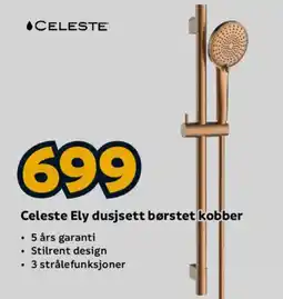 Megaflis Celeste Ely dusjsett børstet kobber tilbud