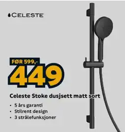 Megaflis Celeste Celeste Stoke dusjsett matt sort tilbud