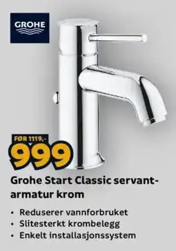 Megaflis Grohe Start Classic servant-armatur krom tilbud