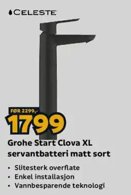 Megaflis Celeste Grohe Start Clova XL servantbatteri matt sort tilbud