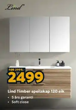 Megaflis Lind Timber speilskap 120 eik tilbud