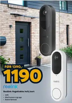 Megaflis Reolink ringeklokke hvit/sort tilbud