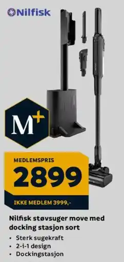 Megaflis Nilfisk støvsuger move med docking stasjon sort tilbud