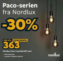 Megaflis Nordlux Paco 3-pendel E27 sort tilbud