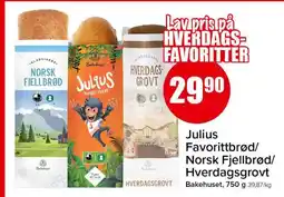 Spar Julius Favorittbrød/ Norsk Fjellbrød/ Hverdagsgrovt tilbud
