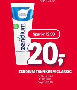 Coop Extra ZENDIUM TANNKREM CLASSIC tilbud