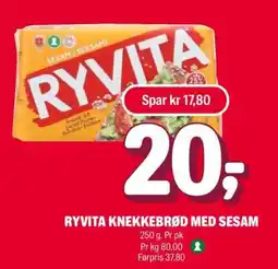 Coop Extra RYVITA KNEKKEBRØD MED SESAM tilbud