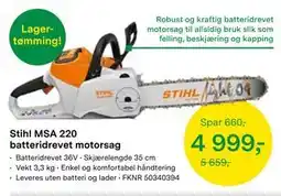 Felleskjøpet Stihl MSA 220 batteridrevet motorsag tilbud