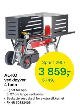 Felleskjøpet AL-KO vedkløyver 4 tonn tilbud