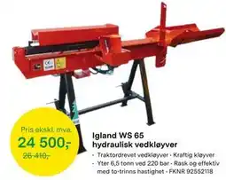 Felleskjøpet Igland WS 65 hydraulisk vedkløyver tilbud