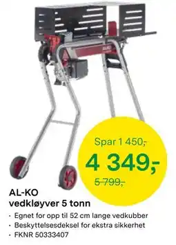 Felleskjøpet AL-KO vedkløyver 5 tonn tilbud