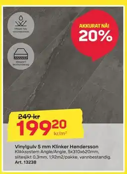 Byggmax Vinylgulv 5 mm Klinker Hendersson tilbud