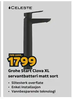 Megaflis Grohe Start Clova XL servantbatteri matt sort tilbud