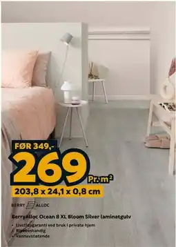 Megaflis BerryAlloc Ocean 8 XL Bloom Silver laminatgulv tilbud