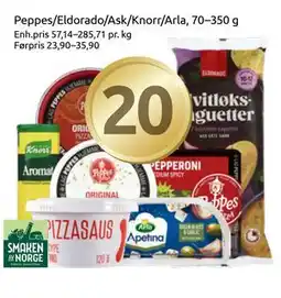 Joker Peppes/Eldorado/Ask/Knorr/Arla, 70–350 g tilbud