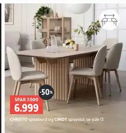 Bohus CHRISTO spisebord og CINDY spisestol tilbud