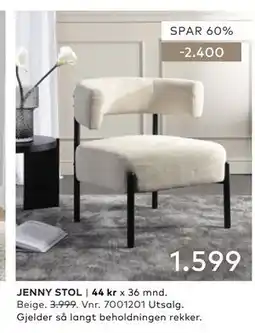 Skeidar JENNY STOL tilbud