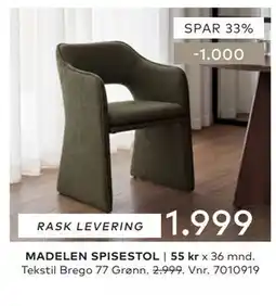 Skeidar MADELEN SPISESTOL tilbud