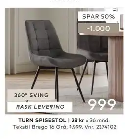 Skeidar TURN SPISESTOL tilbud