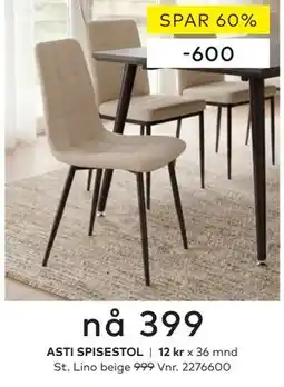 Skeidar ASTI SPISESTOL tilbud
