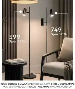 Skeidar TUBE DOBBEL GULVLAMPE tilbud