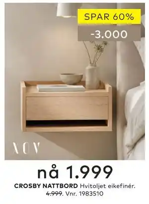 Skeidar CROSBY NATTBORD tilbud